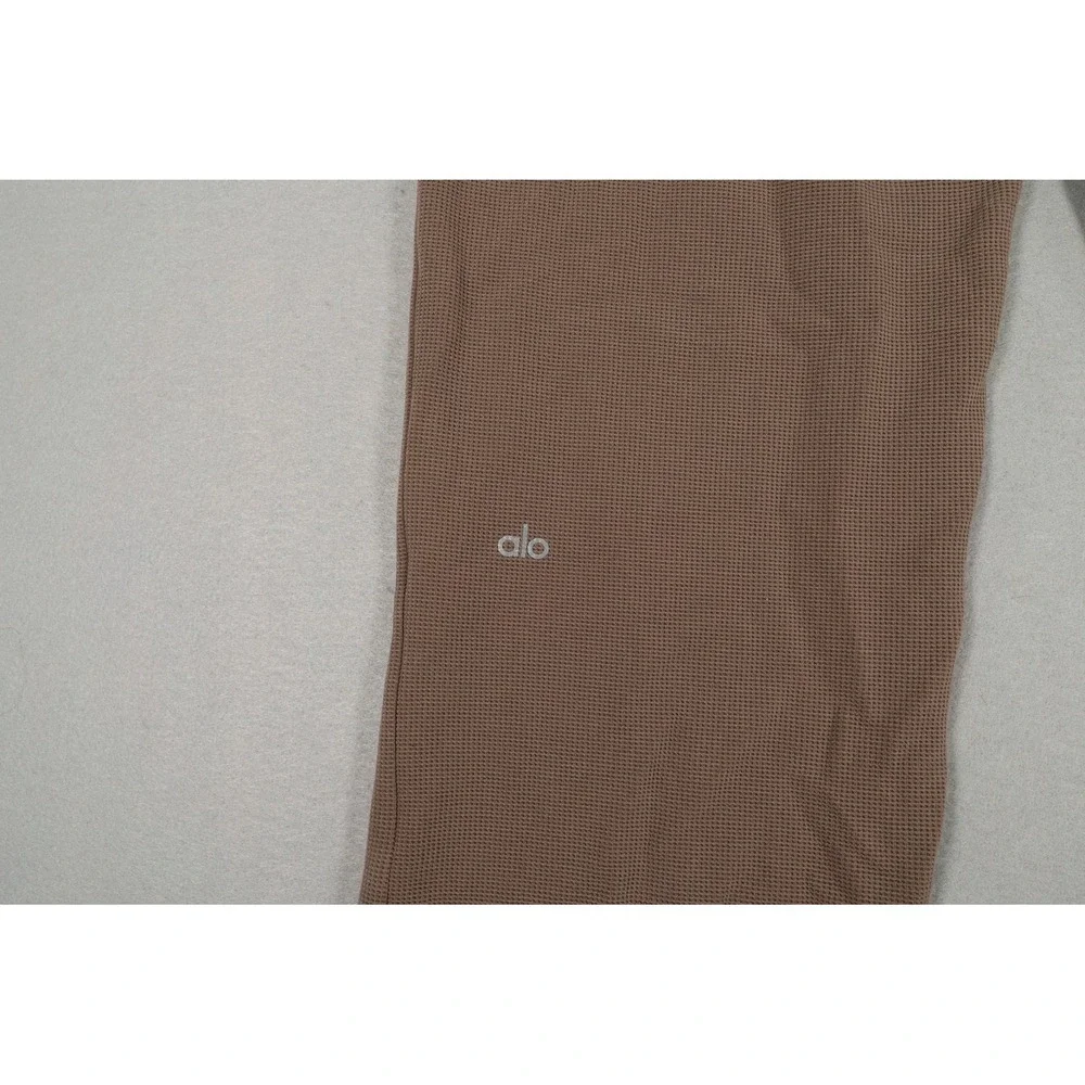 Alo Yoga Womens Waffle Knit Straight Leg Sweatpants Brown Small